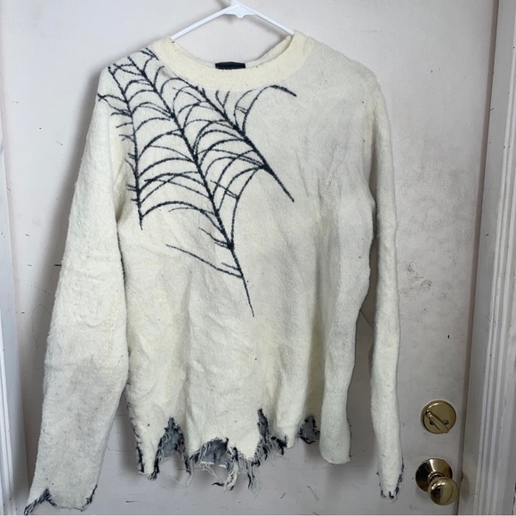 GUAPI Blood Diamond Off White Sweater Spiderweb Limited Edition Unisex Size S - Picture 1 of 12